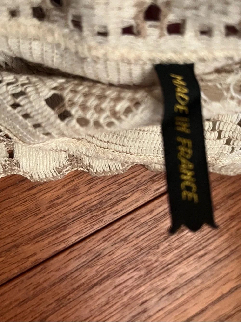 Vintage 1960 Cream Floral Lace Tablecloth Made in France 68” x 88”